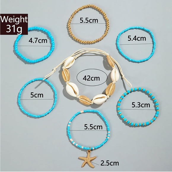 Ocean Blue Shell Bracelet Set - Picture 2 of 5